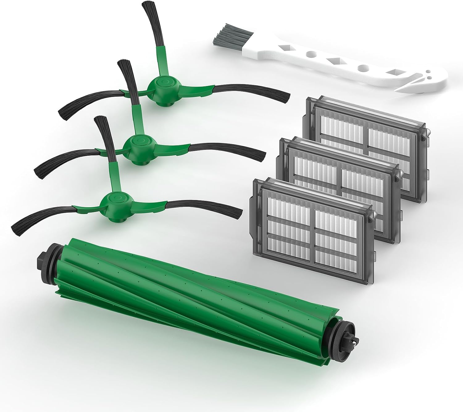 Leemone 8 Pcs Replacement Parts for iRobot Roomba Plus 505 Combo & 405 Combo Robot Vacuum Cleaner, Roomba 405 Combo Accessories Kit with 1 Main Brush, 3 Filter, 3 Side Brush, 1 Cleaning Brush