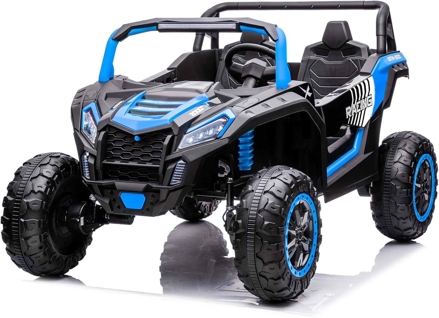 NEWQIDA XXXL Side by Side UTV, 24V Ride On Car for Big Kids, 2 Seater with Remote Control, Electric 4WD Truck Car Max 220lbs Load for Adults Teens, Blue