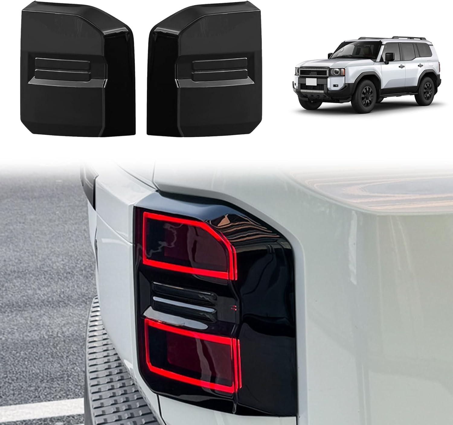 Smoked Black Tail Light Cover for Toyota Land Cruiser Prado 250 J250 LC250 (2024-2025) Rear Light Protection Cover Tail Light Decorative Strip Frame