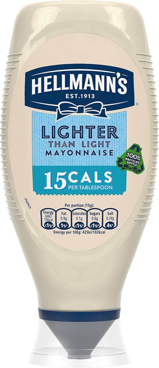 Hellmann's Lighter than Light Mayonnaise 100% recycled plastic bottle light mayo for sandwiches, wraps, and salads 750 ml