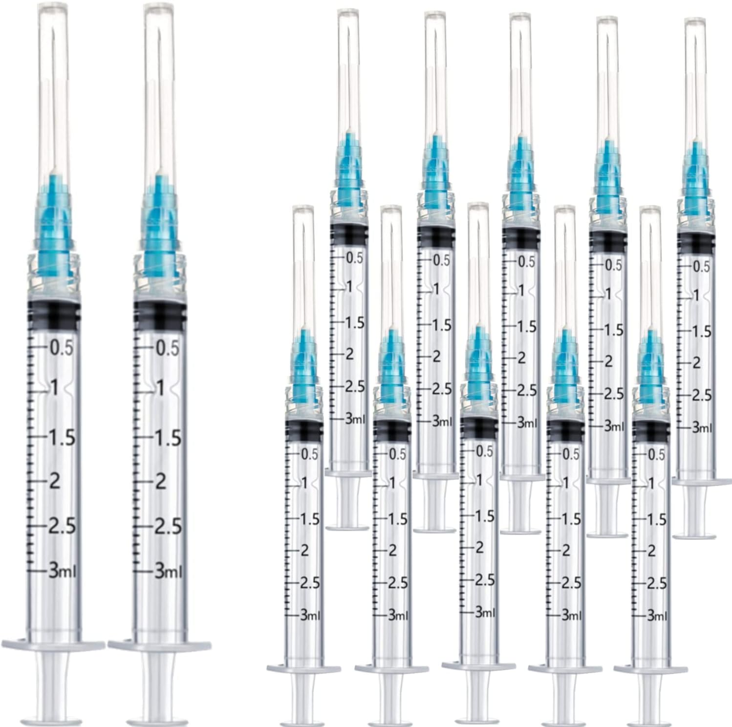 15Pack 3ml/cc Plastic Measurement Syringes and 23Ga for Scientific Labs, Industrial Adhesives, Pet and Animal Injector, Individually Package