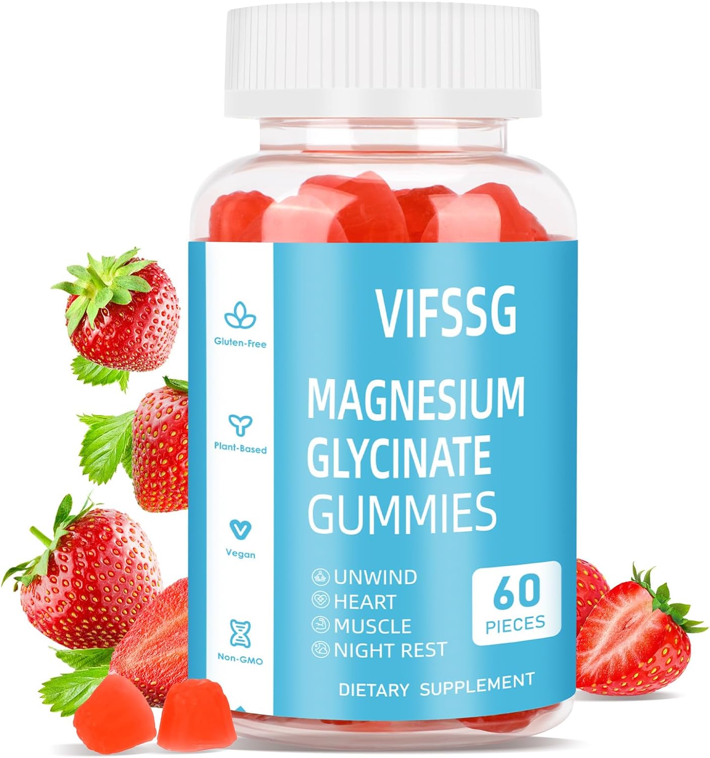 Magnesium Glycinate Gummies 400mg, Sugar Free Gummies with Magnesium L-Threonate 200mg - Magnesium Supplement Chewable Gummies for Women & Men Vegan, Organic Gummies 60 Count