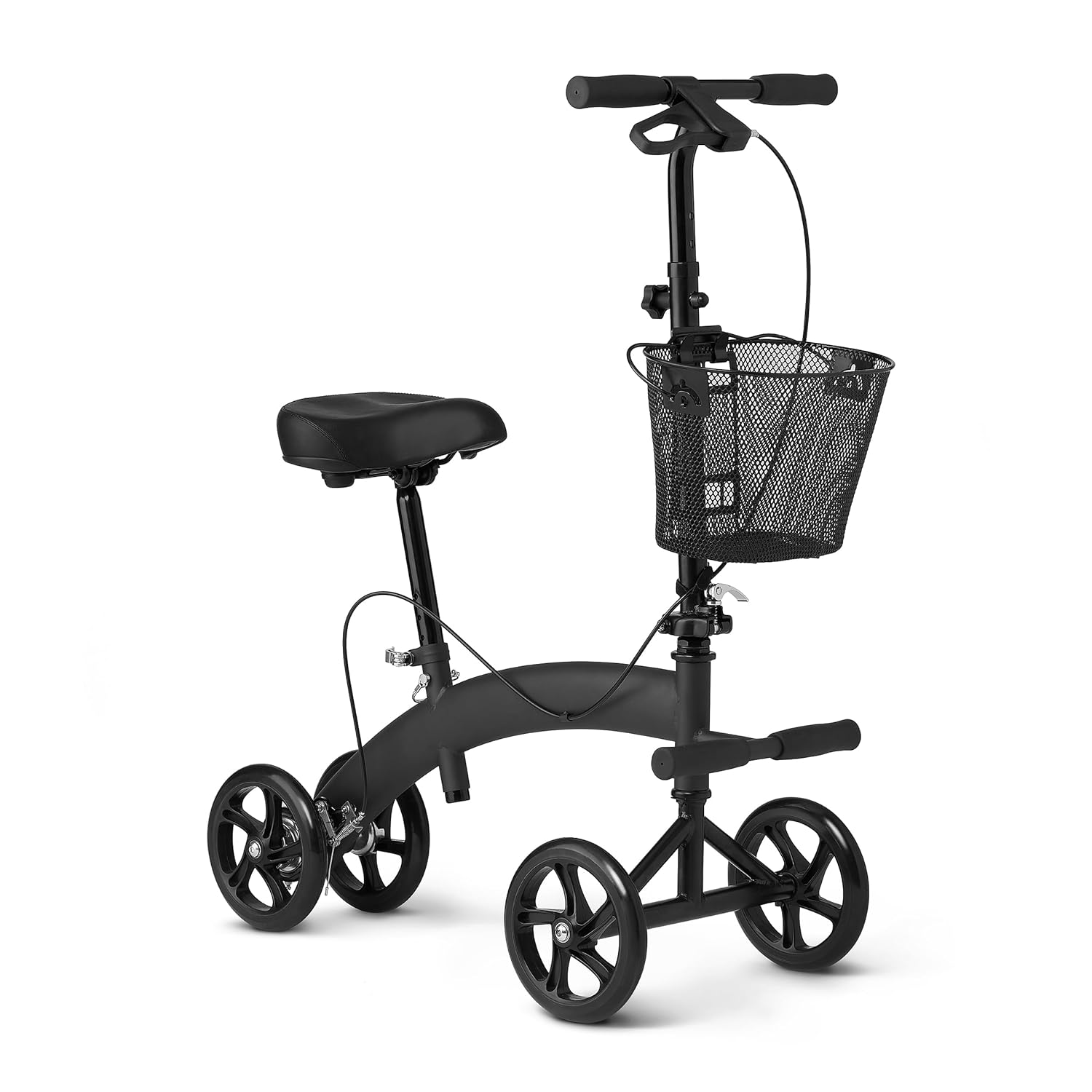 Medline Manual Seated Mobility Scooter Knee Walker, 8” Wheels, 300 lbs. Capacity, Black- for Leg & Foot Injuries, Crutch Alternative, 1 Ct.