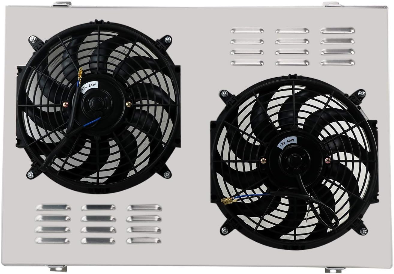 ALLOYWORKS Aluminum Shroud + 2 x 12" Fan For 1973-1991 Chevy Blazer/GMC Jimmy/C/K/R 10 20 30 Pickup Trucks Radiators, For Pickup GMC C25 C35 C2500 C3500 K1500 K2500 Chevrolet Radiator