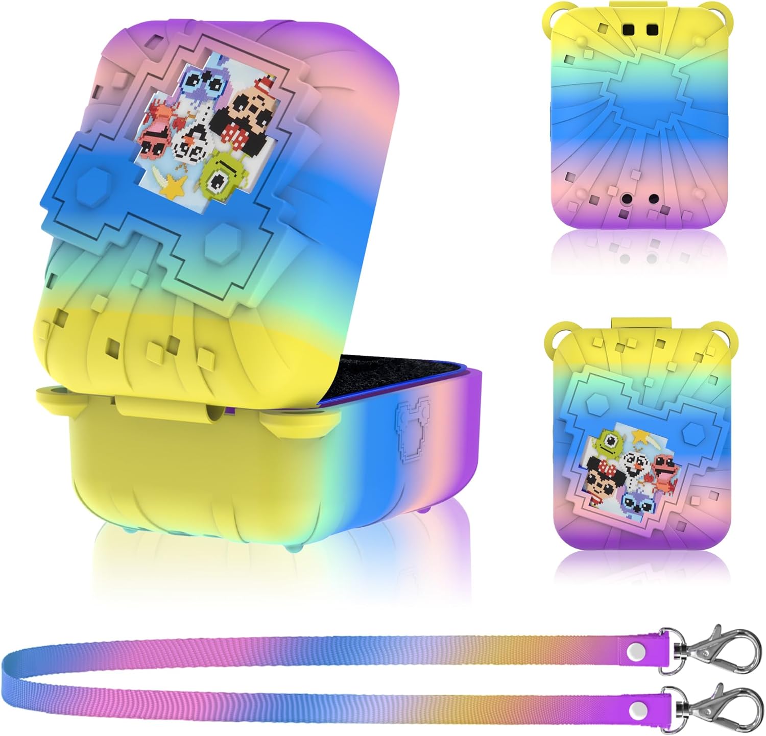 Silicone Case for Bitzee Disney Interactive Toy, Anti-Scratch, Washable, Shockproof Silicone Protective Cover for Bitzee Disney Interactive Toy Accessories with Lanyard - Colorful