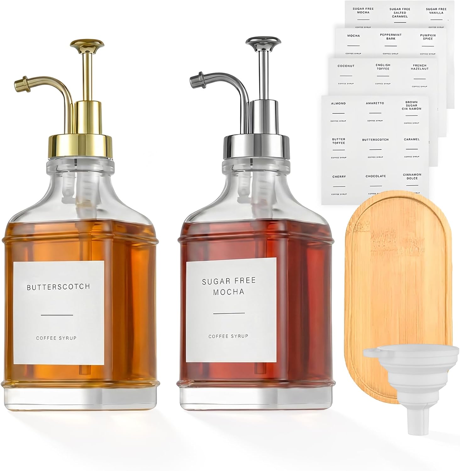 Coffee Syrup Dispenser 2 Pack 500ml Glass