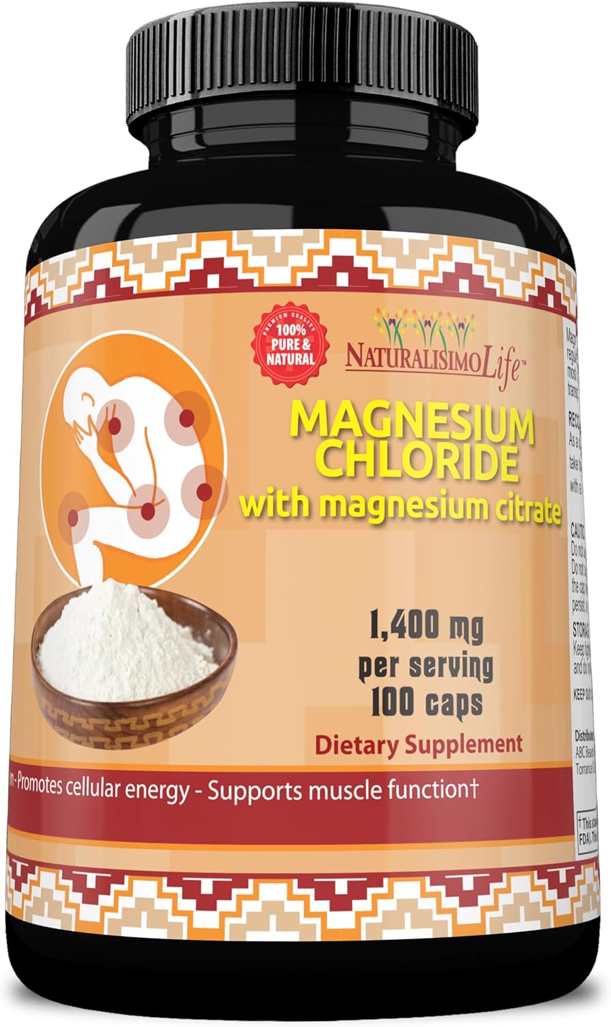 Magnesium Chloride (Cloruro de Magnesio) 1,400 mg per serving high absorption with Magnesium Citrate