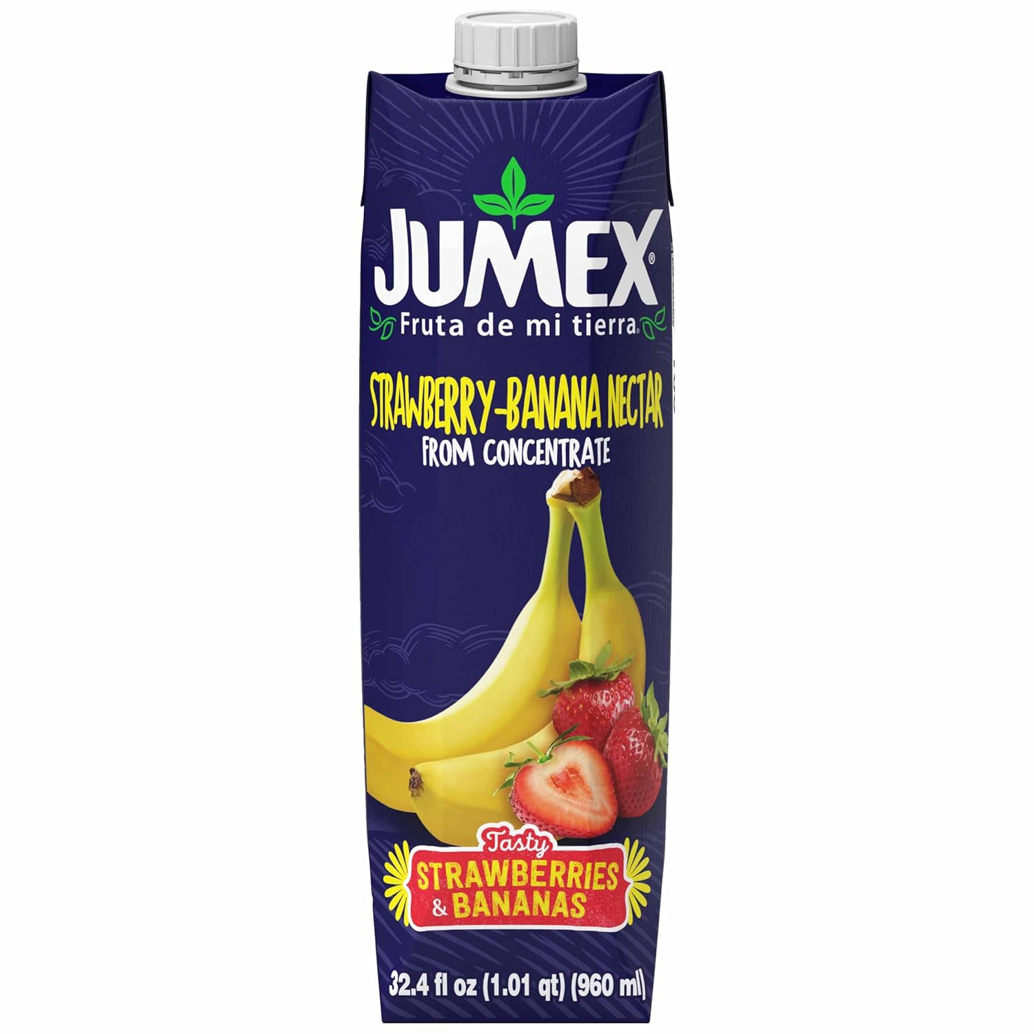 Jumex Strawberry Banana Nectar Juice - Made with Fresh Fruit Puree - Tropical Fruit Juice Concentrate for Smoothie Mix, Cocktail Mixers, Kids Drinks & Mexican Beverages - 32.4oz, 1 Pack Carton