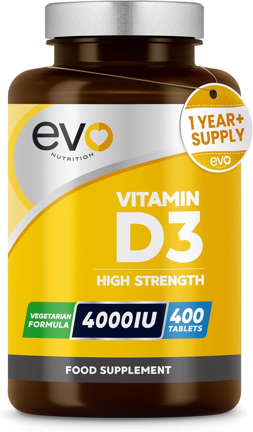 Vitamin D 4000IU High Strength Supplement | 400 Vitamin D3 Tablets - 13 Months' Supply | VIT D3 | One-a-Day | High Absorption Cholecalciferol | Made in UK