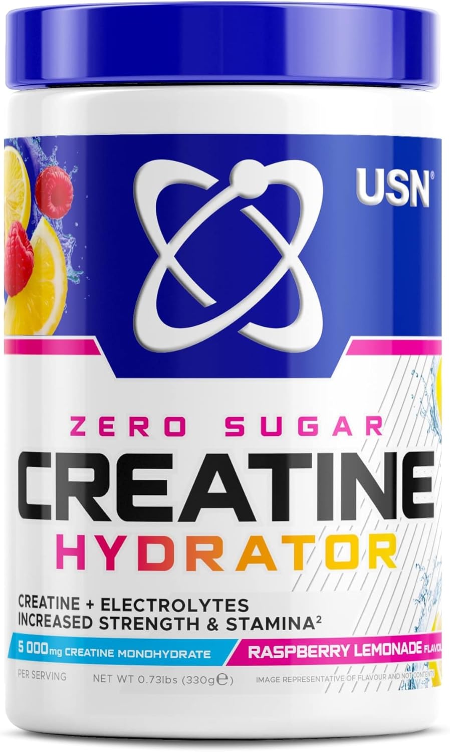USN Creatine Hydrator - Creatine Monohydrate & Electrolyte Powder Drink with Himalayan Pink Salt & Sugar Free. Supports Muscle Growth, Strength & Hydration. Raspberry Lemonade - 330g (30 Servings)