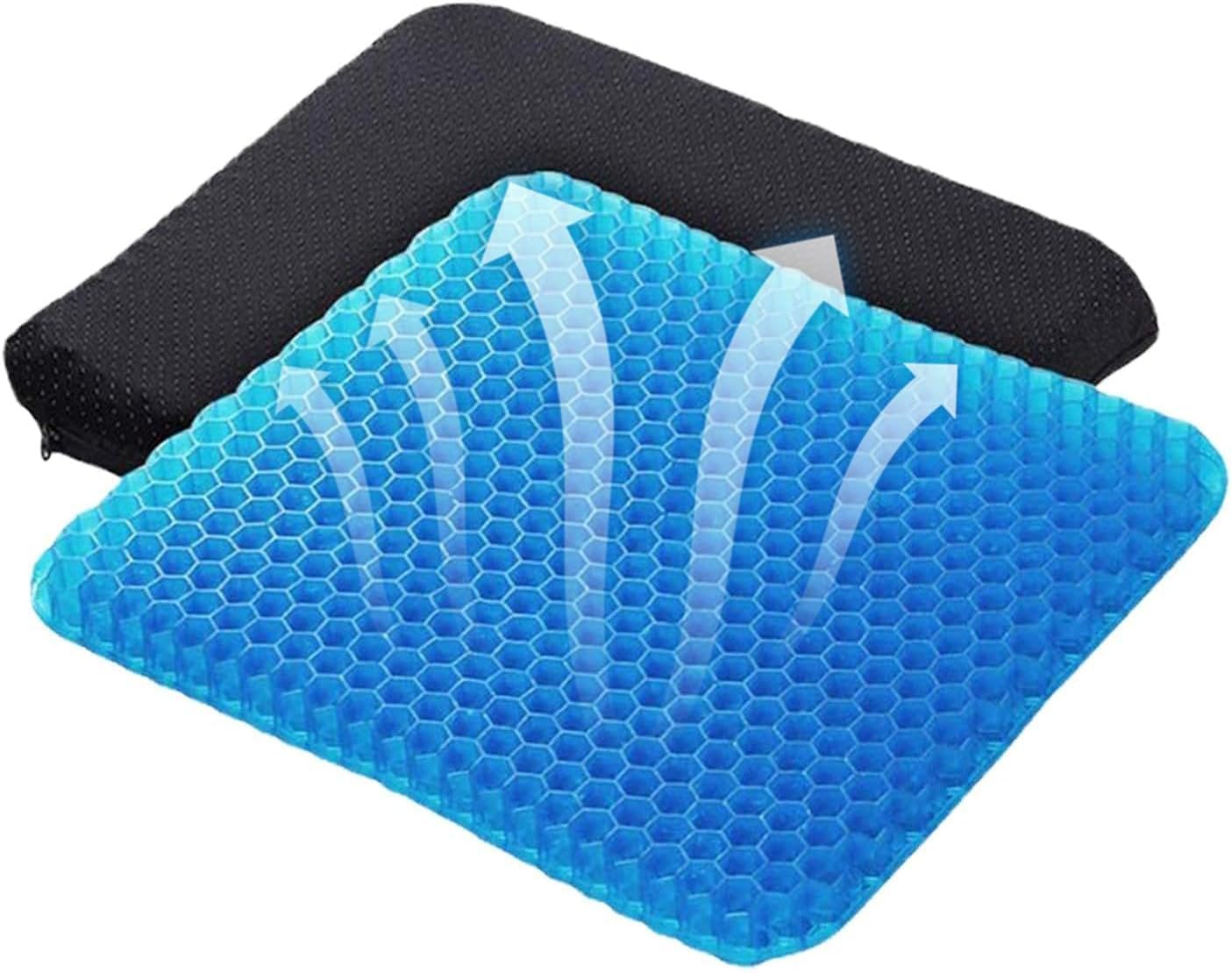 Orthopaedic Gel Seat Cushion,Non-Slip Pillow Back Support Cushion,Sciatica Tailbone Pain Relief,Honeycomb Coccyx Cushion with Cloth Cover,Gel Orthopaedic Ergonomic Cushions for Home Office (38cm)