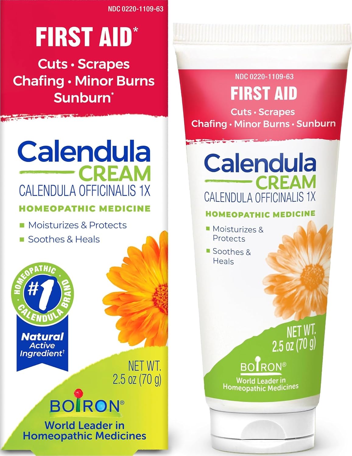 Boiron Calendula Cream for Skin Irritation Relief | For First Aid, Minor Burns, Cuts, Scrapes, Insect Bits and Sunburn. Size: 2.5 oz.
