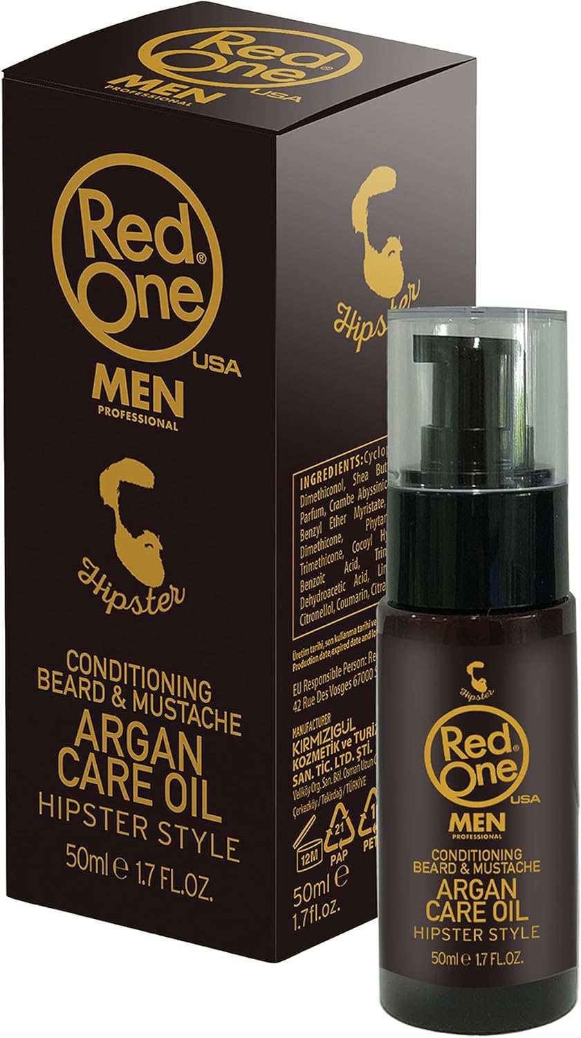 Redone Conditioning Beard & Mustache Argan Care Oil 50ml | Hipster Style | Masculine Fragrance | Promotes Healthy Beard Growth | Beard Styling