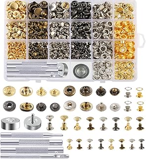 Caydo 400 Set 4 Style Snap Fasteners Kit Including Leather Rivets, Eyelets, Grommets, Binding Screws, Snap Buttons Press Studs kit with Fixing Tools for Thin Leather, Jacket, Jeans Wear
