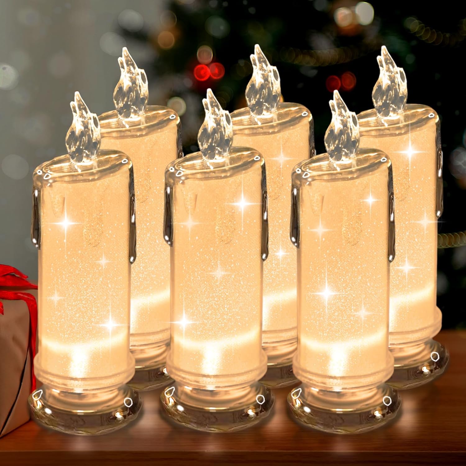 SHYMERY LED Candles, 6PCS Flameless Pillar Fake Candles for Valentine's Day Wedding Fall Christmas Decorations (D:2.5" x H:7")