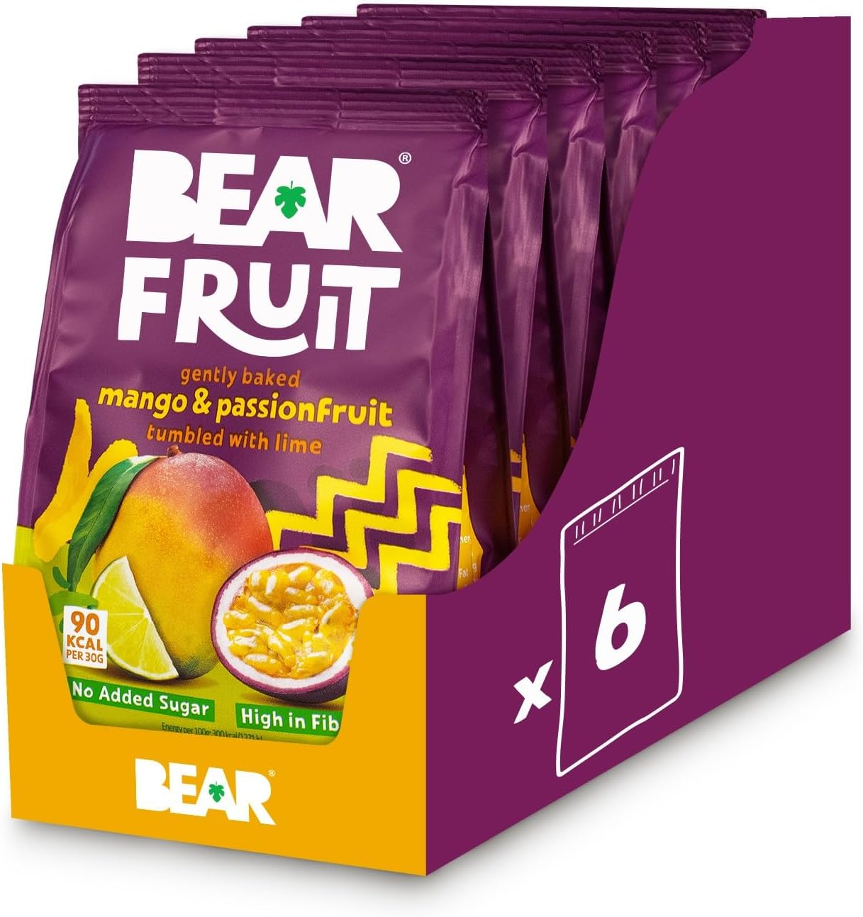 BEAR Fruit Mango & Passionfruit - Sharing Pack - Gently Baked Fruit - Healthy - Vegan - 7 x 85g