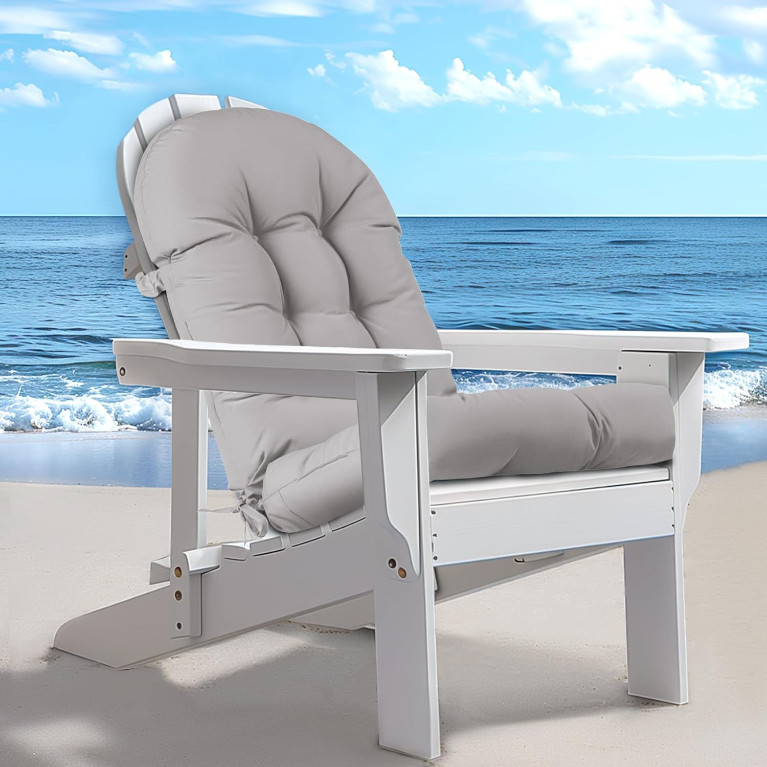Lokex Adirondack Chair Cushion, Suitable for Indoor and Outdoor use Rocking Chair Cushion, Comes with Lace-up Straps and Anti-Slip Bottom, 44x19x4 Inches Waterproof High Back Rocking Chair Cushion