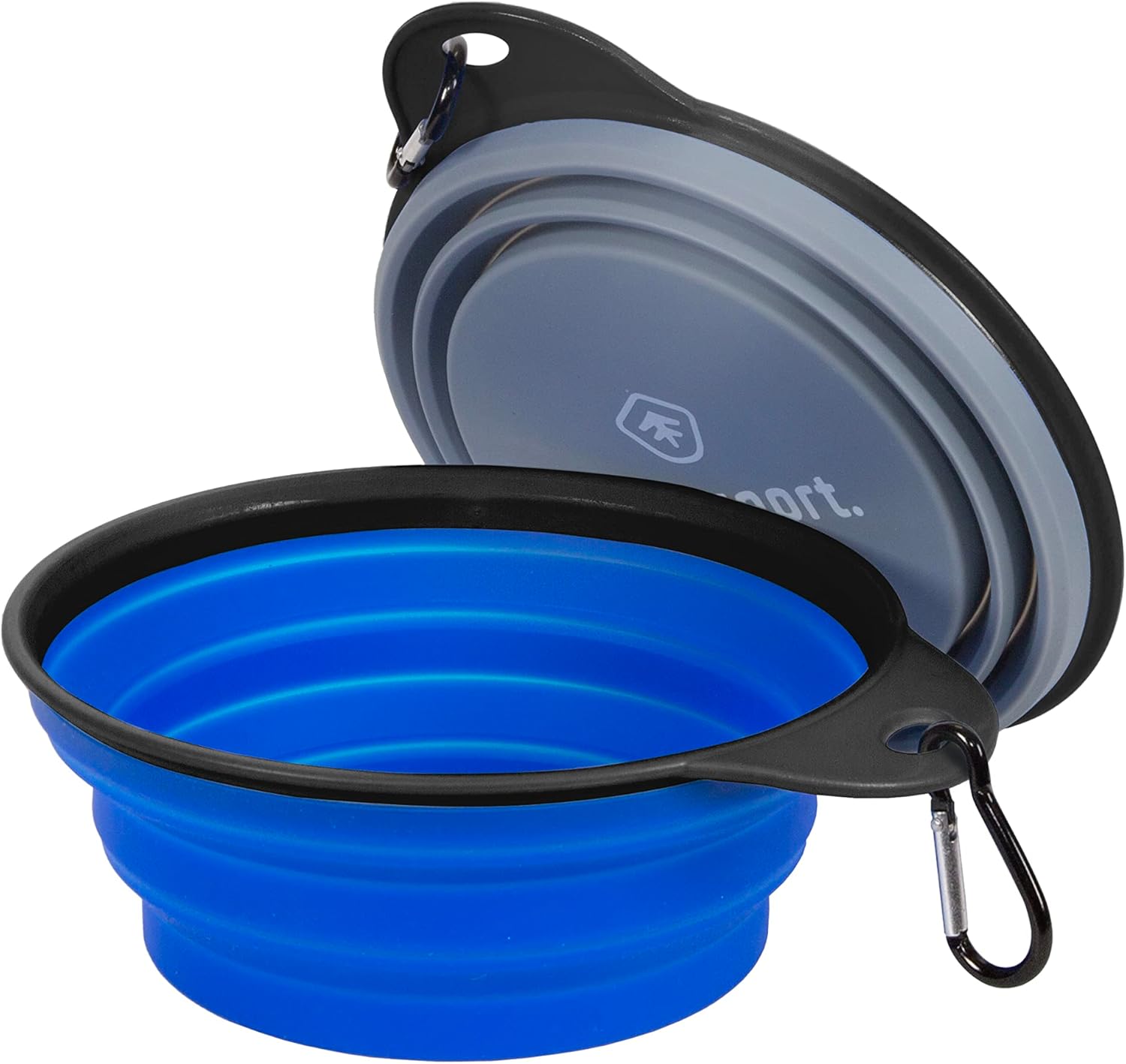 Stansport Collapsible Silicon Travel Bowls - 2 Pack, Grey and Blue, Large