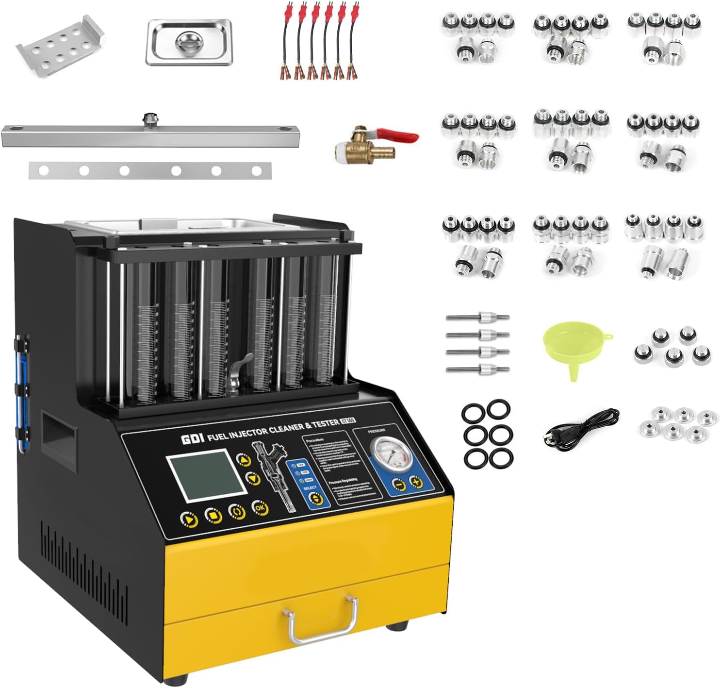 LUTIFIX Fuel Injector Cleaner & Tester, CT500 GDI EFI FEI Fuel Cleaning Tools 6 Cylinders Automotive Fuel Injection Systems Cleaners for Car & Motorcycle（220V）