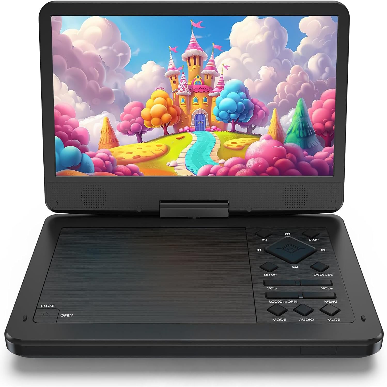 12.5" Portable DVD Player with10.1 HD IPS Screen for Kids,Car DVD Player with Headrest Mount, 360° RF Remote Control, 2 Earphone Jacks, 5h Battery, Support CD/DVD/SD Card/USB，Region Free [Black]