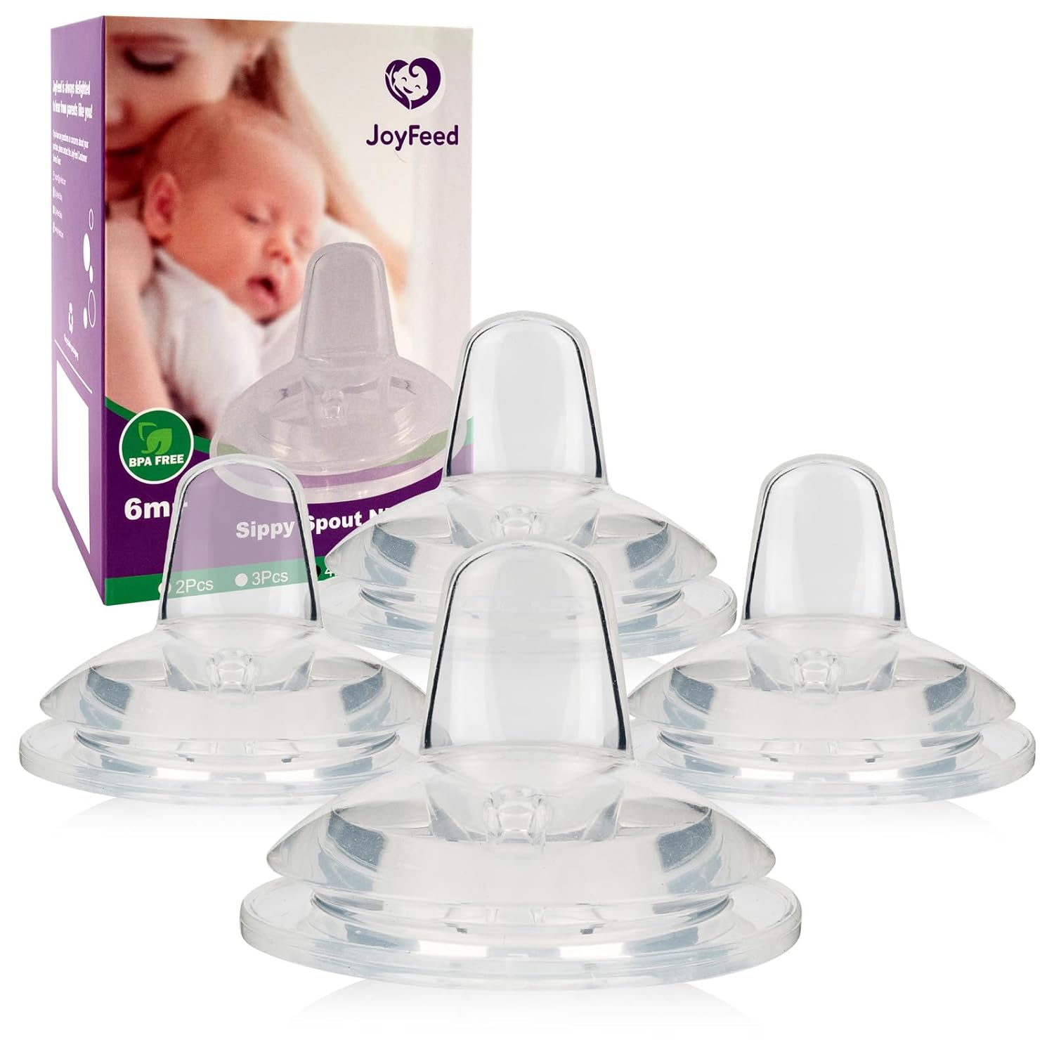 Sippy Spout Nipples for Philips Avent Natural Baby Bottles, My Grippy Spout Sippy Cup and Natural Trainer Sippy Cup,Variable Flow, Silicone Conversion Nipple,6+ Months,4 Count