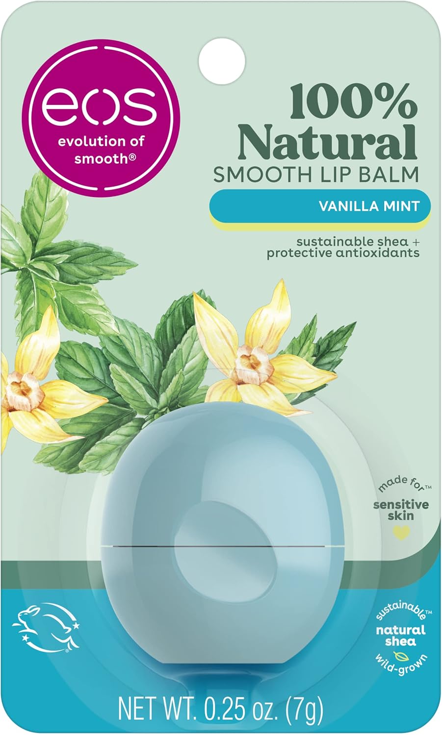 EOS Visibly Soft Lip Balm Sphere, Vanilla Mint, 0.25 Ounce