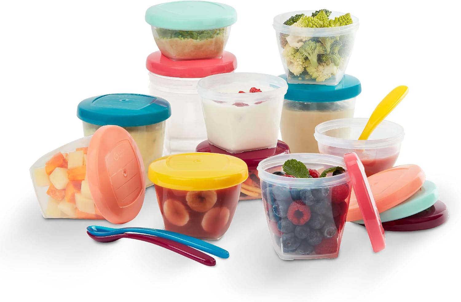 Babymoov Babybols Multiset baby food storage containers, weaning pots - 3 x 120 ml 3 x 180 ml 6 x 250 ml and 3x Soft Spoons