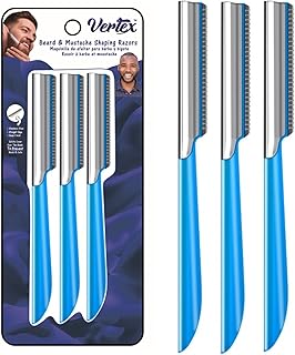Beard Shaping Tool Razor Mustache - Straight Edge Travel Razors For Bags Grooming Kit Blade Trimmer For Men After Black Color Dye Balm Oil Wash Replacement Disposable Stainless Steel Eyebrow Clippers