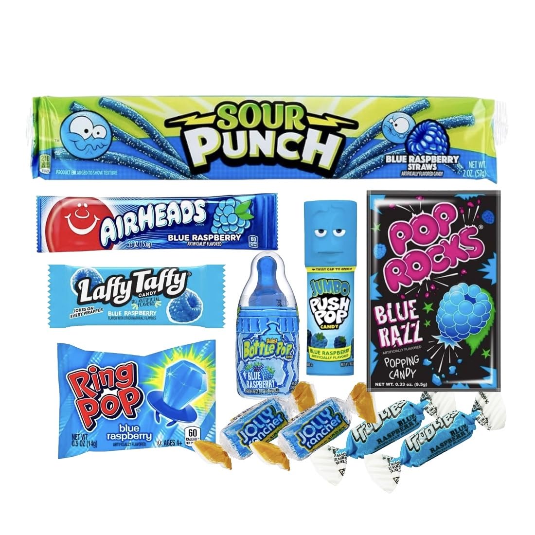 Queenz Candiez Blue Berry Candy Kit Valentines Day Sweet & Sour Candy Pack, 11 Pieces (Blue)