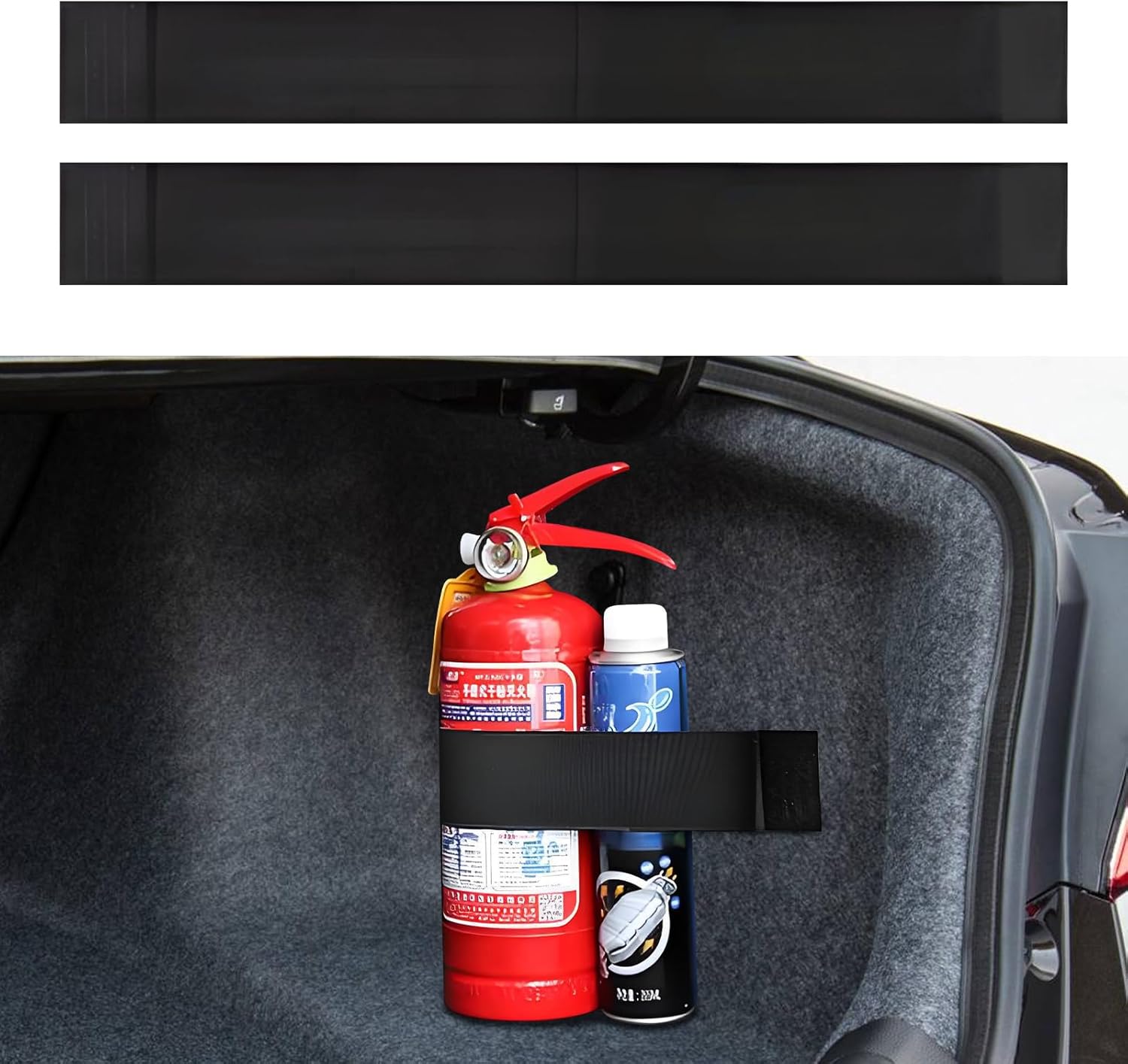 Hovom 2PCS Elastic Car Trunk Organizer Straps with Hook and Loop Tape, SUV Trunk Storage Organizer Straps, Cargo Storage Strap for Sedan RV Van, Universal Interior Car Accessories (7.9 Inch+1 Pocket)