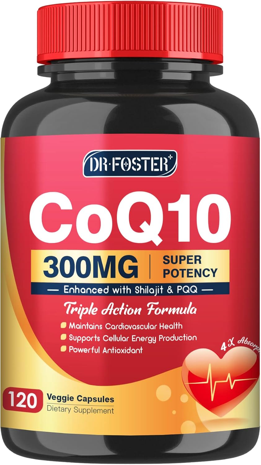 CoQ10 300mg with PQQ & Shilajit - Powerful Antioxidant for Heart & Brain Health and Energy Production - High Absorption with Bioperine Coenzyme Q10 Supplements - 120 Capsules