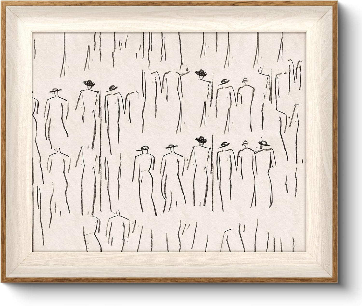 VIYYIEA Abstract Framed Canvas Wall Art Room Decor Minimalist Portrait Artwork Wall Decorations Vintage Canvas Prints Bathroom Line-Drawn Wall Pictures Farmhouse Office Home Decor