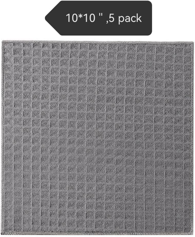 Tanmalan Cleaning Cloth,5 Pack Cleaning Rag,Cleaning Towels 10" X 10"(Grey 5 Pack)