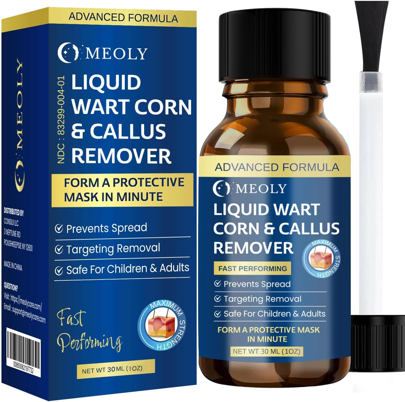 MEOLY Fast-Acting Wart Remover: Salicylic Acid Wart Remover for Plantar Wart, Corn Fast-Acting for Men and Women 30 ML
