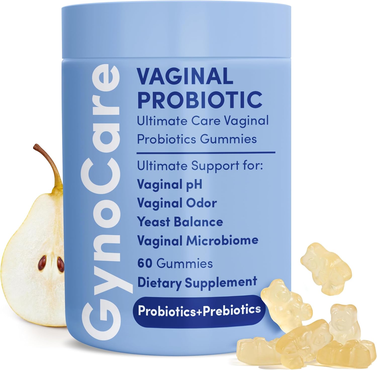Vaginal Probiotics Gummies for Women | pH Balance & Odor Support | Prebiotics and Probiotics for Women | Female Vaginal Supplement for ph Balance and Vaginal Health | 60 Gummies