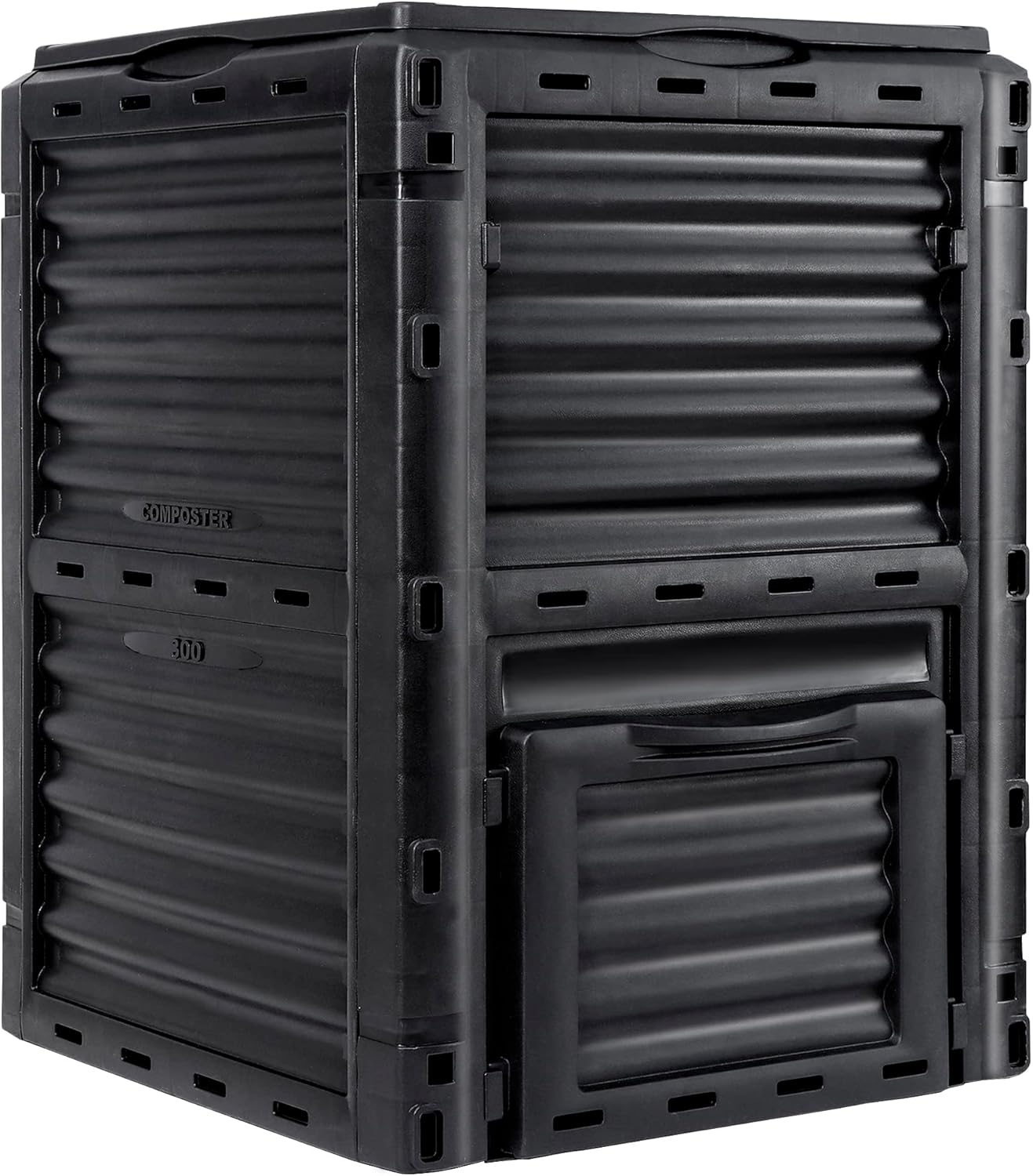 Garden Compost Bin 80 Gallon (300 L) from BPA Free Material, Large Composting Bin Outdoor Composter, Easy Assembling, Fast Creation of Fertile Soil, Lightweight, Black