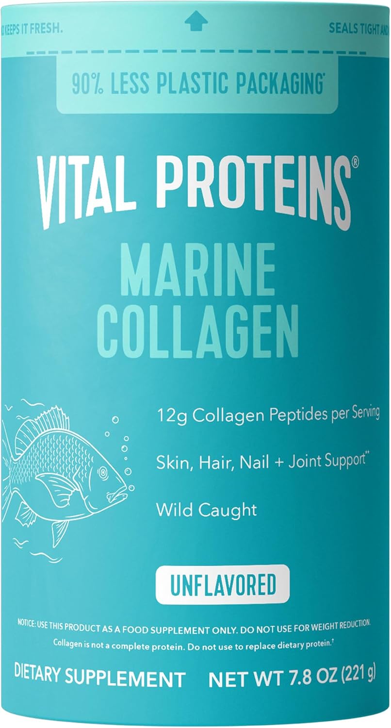 Vital Proteins Marine Collagen Peptides Powder Supplement for Skin Hair Nail Joint - Hydrolyzed Collagen - 12g per Serving - 7.8 oz Canister