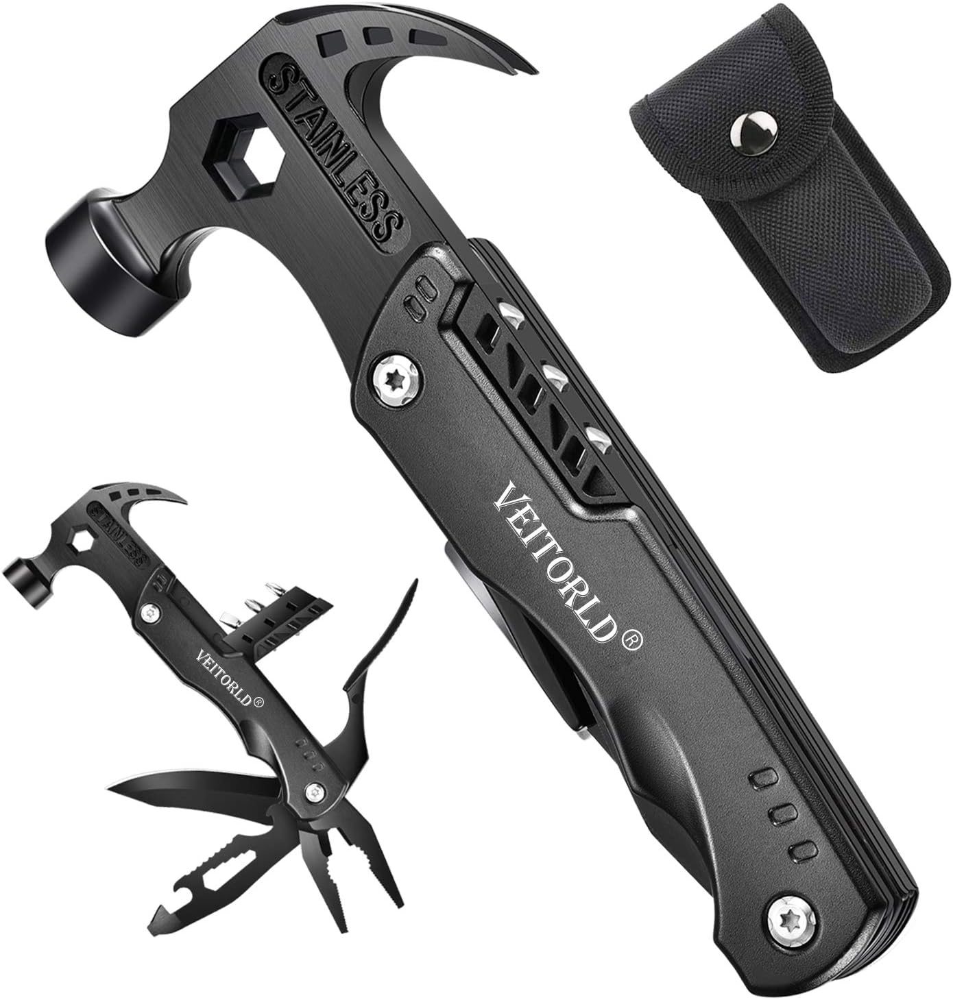 VEITORLD Gifts for Men Dad Him, Unique Anniversary Birthday Gifts Idea for Men Him Husband Boyfriend, All in One Tools Hammer Multitool, Camping Hunting Hiking Presents, Cool Gadgets