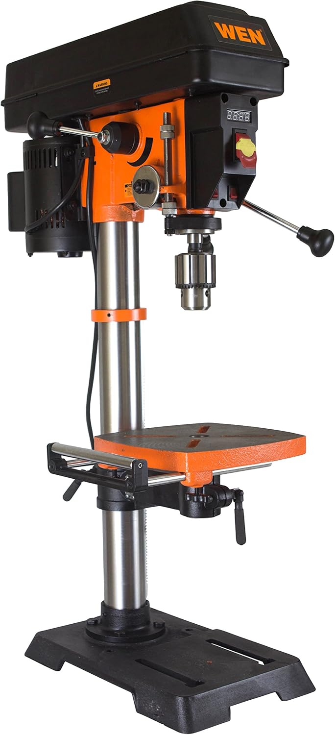 WEN 12-Inch Benchtop Drill Press, 6.2-Amp Variable Speed Motor with Cast Iron Construction, Laser and LED Work Light (DP1263V)