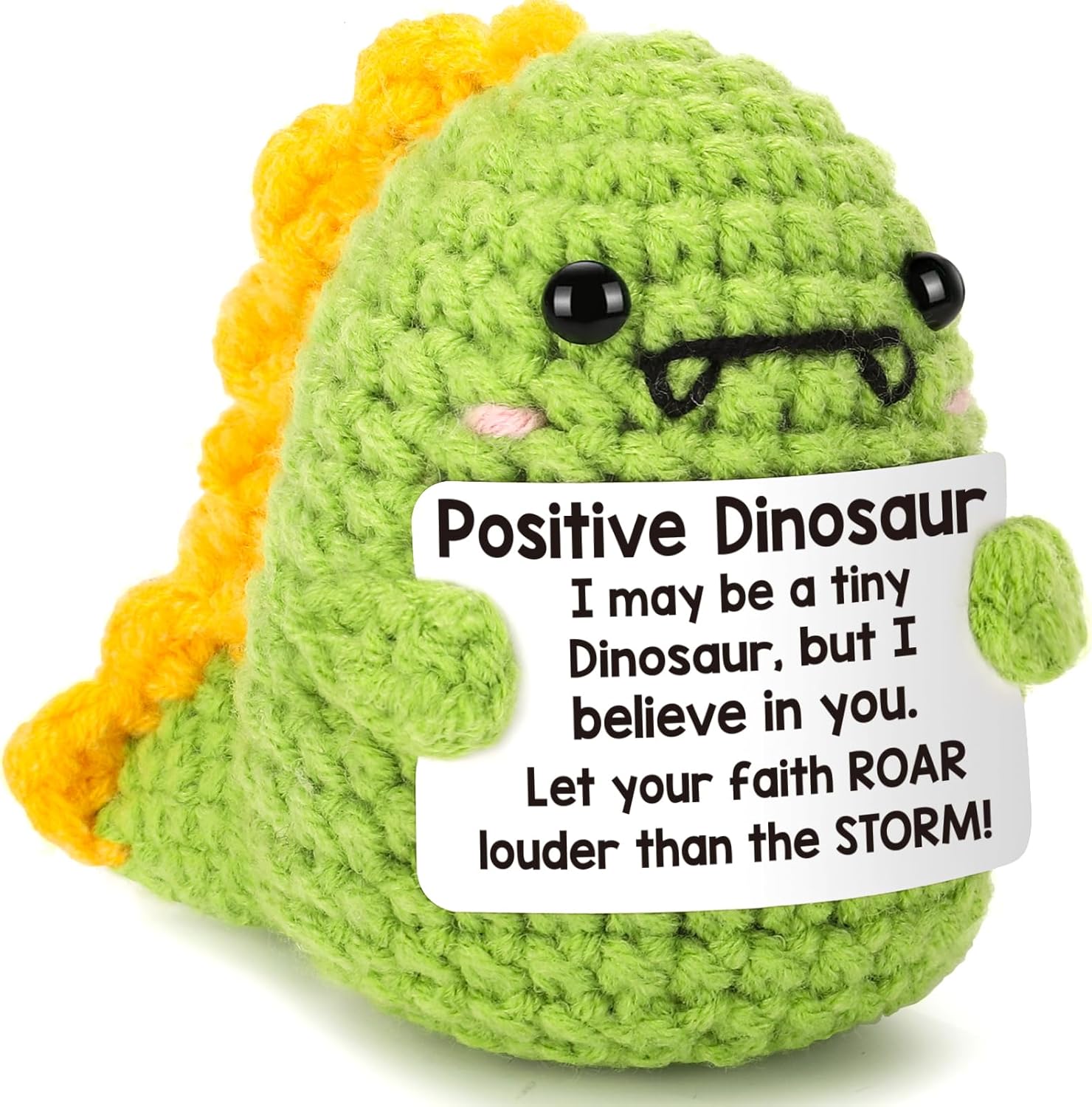 Mini Inspirational Dinosaur Gifts Back To School Gifts for Student Kids Teens Girls Boys Cute Handmade Crochet Dino for Women Men Coworker Friend Sister Birthday Christmas Stocking Stuffers
