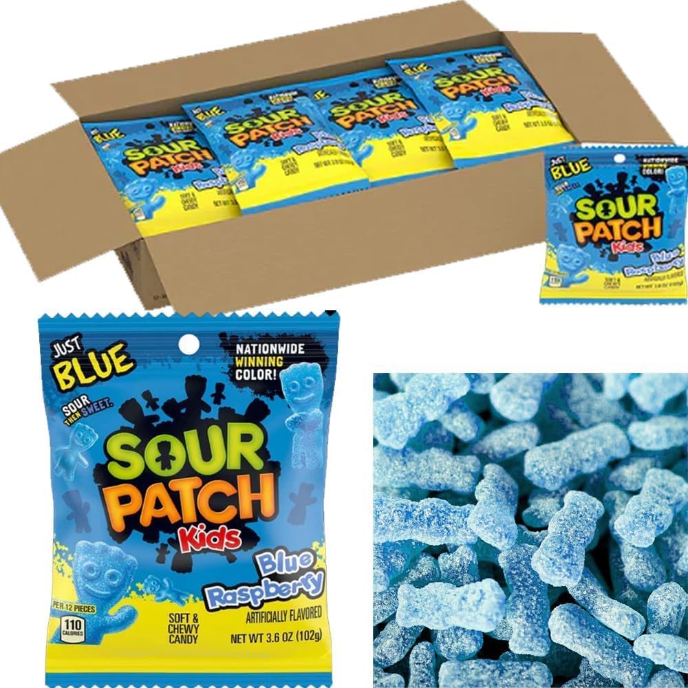 Bobzo Bundle - Pack of 12 Sour Patch Blue Raspberry 3.6oz (102g) - Imported from the USA