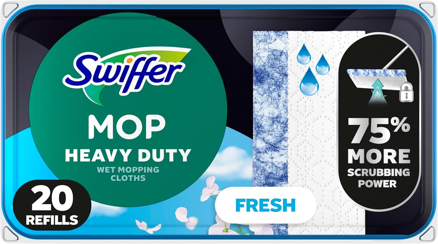 Swiffer Sweep + Mop, Wet Pads Refill, Floor Cleaner, Cleaning Cloths, Heavy Duty, Fresh, 20ct