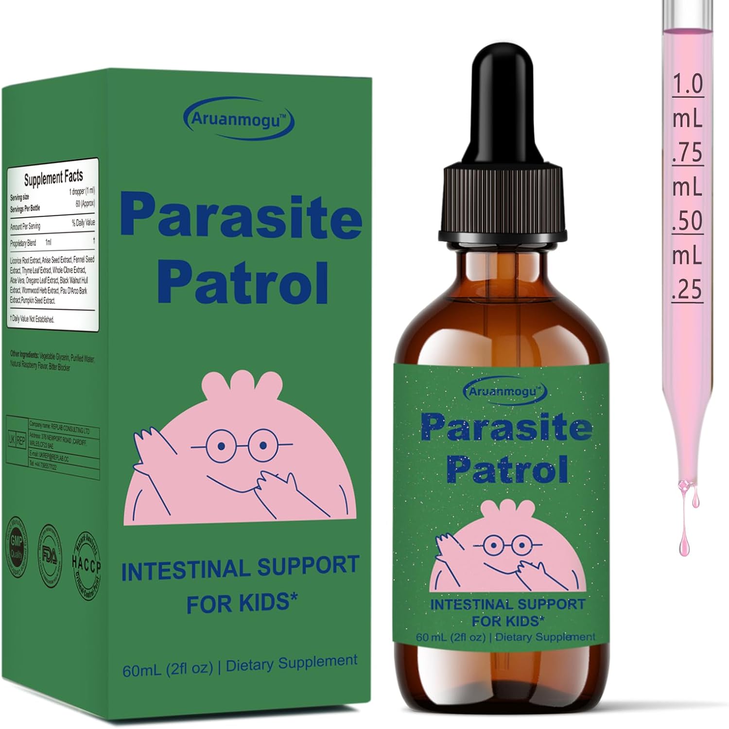 Aruanmogu Kids' Liquid Cleanse, Natural Detox Supplement, Berry Flavour, Alcohol-Free, 60ml