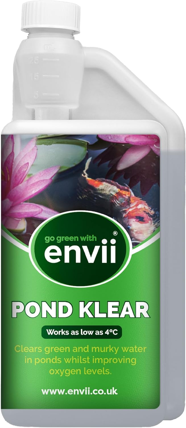 Envii Pond Klear - Natural Green Pond Water Treatment, Clears Green and Murky Water for Crystal Clear Healthy Water, Safe for all Fish and Wildlife -1L Treats 40,000 Litres
