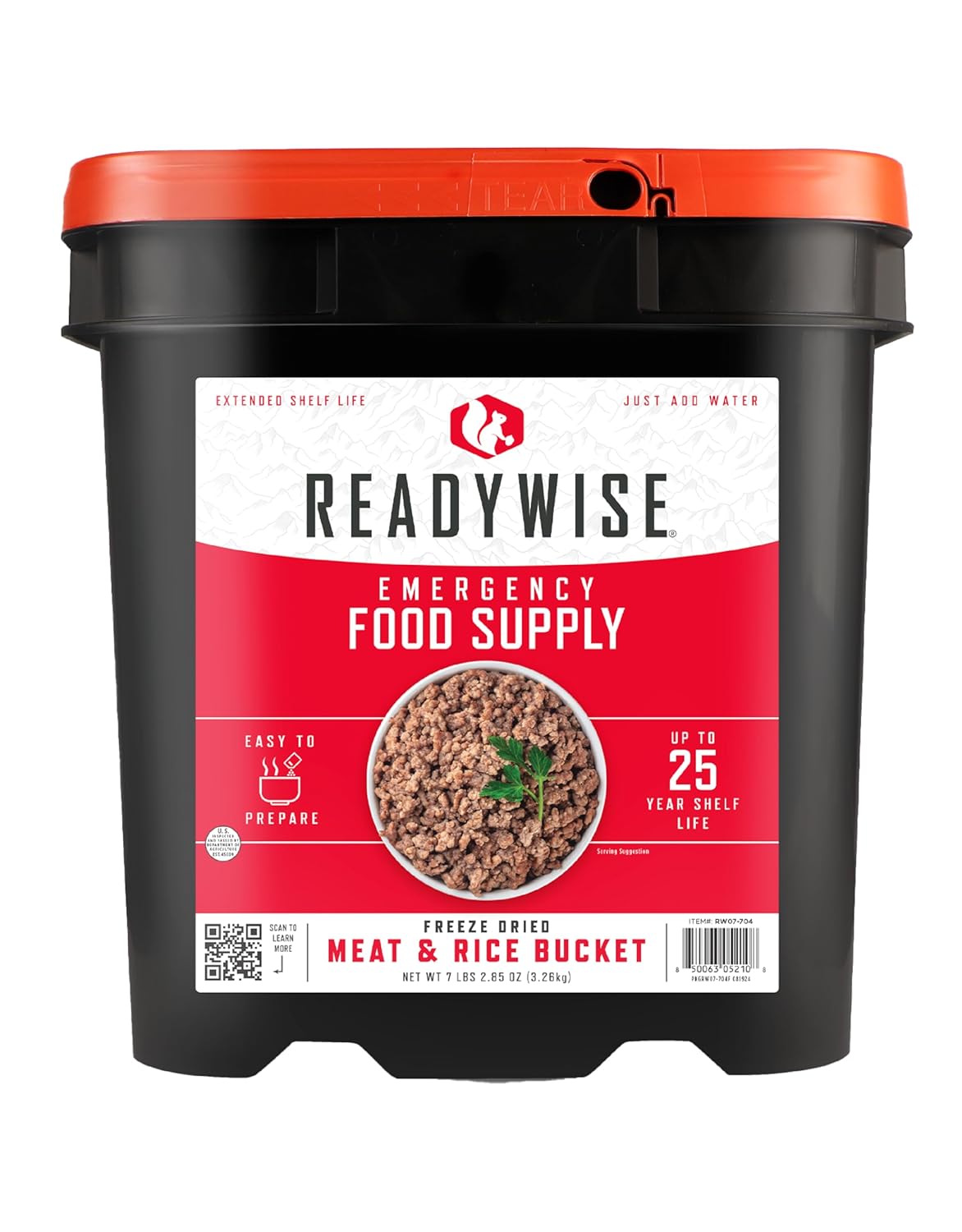 READYWISE - Chicken, Beef, Pork & Rice Emergency Food Supply Bucket, Freeze-Dried Survival Meals, Camping & Hiking Essentials, Long Term Meal, 48 Meat & 40 Rice Servings, Up to 25 Year Shelf Life