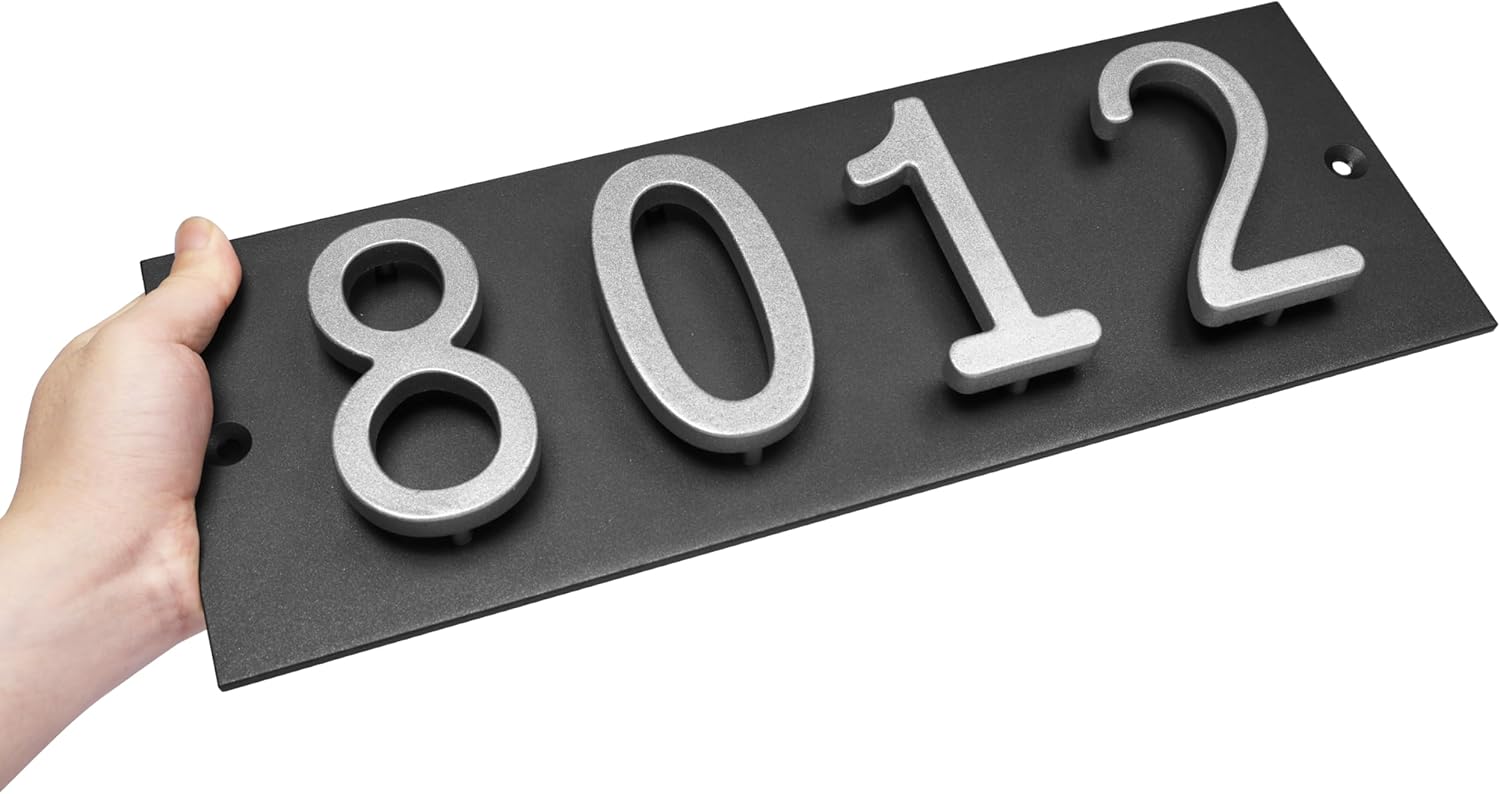 ColourTree Personalized Floating House Numbers Address Street Sign Plaque in Vertical/Horizontal, Aluminum Modern Front Door Sign - Made In USA (Custom Plate & Fonts Colors/Numbers)