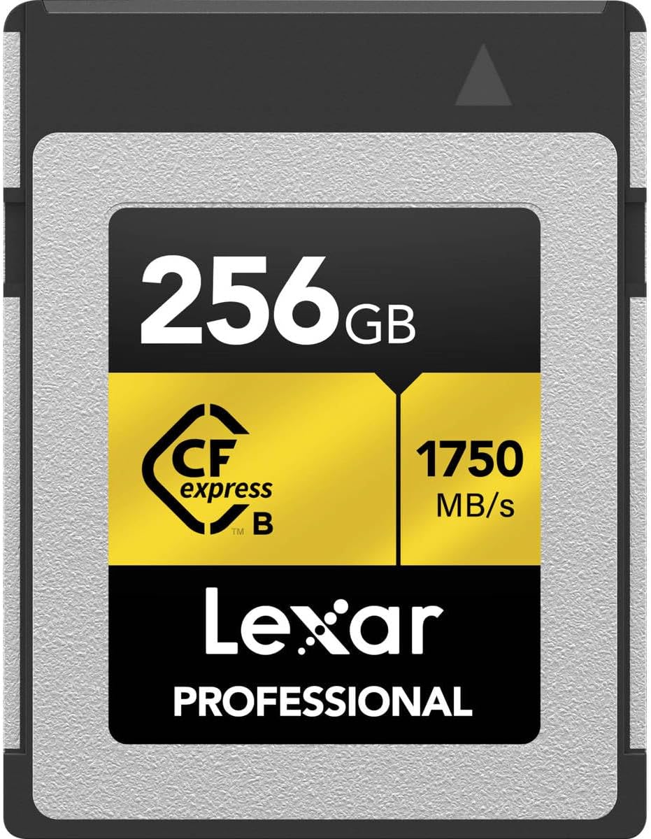 Lexar Professional 256GB CFexpress Type B Memory Card Gold Series, Up to 1750MB/s Read, Raw 8K Video Recording, Supports PCIe 3.0 and NVMe (LCXEXPR256G-RNENG)