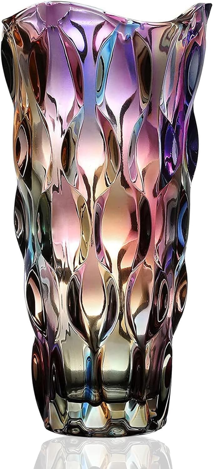 CEMABT Glass Vases for Flowers，Thickened 3.4 lb Morden vases for Tables Centerpieces, vase for Home Decor, Crystal,Colorful and Clear Rose Large Vases Christmas Day Gifts(Heavy Duty)