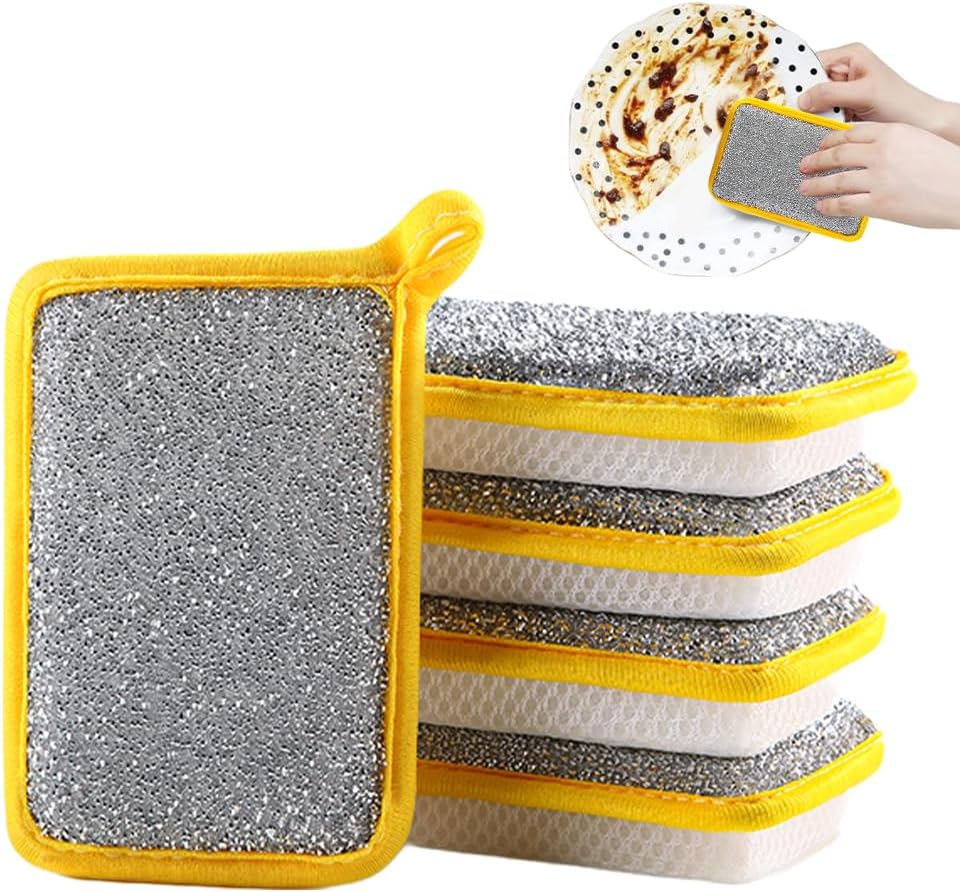 Scourers, 2025 New Reusable Cleaning Sponges, Wire Wool for Cleaning, Kitchen Metal Scourer, Multifunctional Washing Up Sponges, Easy Grip Cleaning for Pots and Pans (5 pcs)