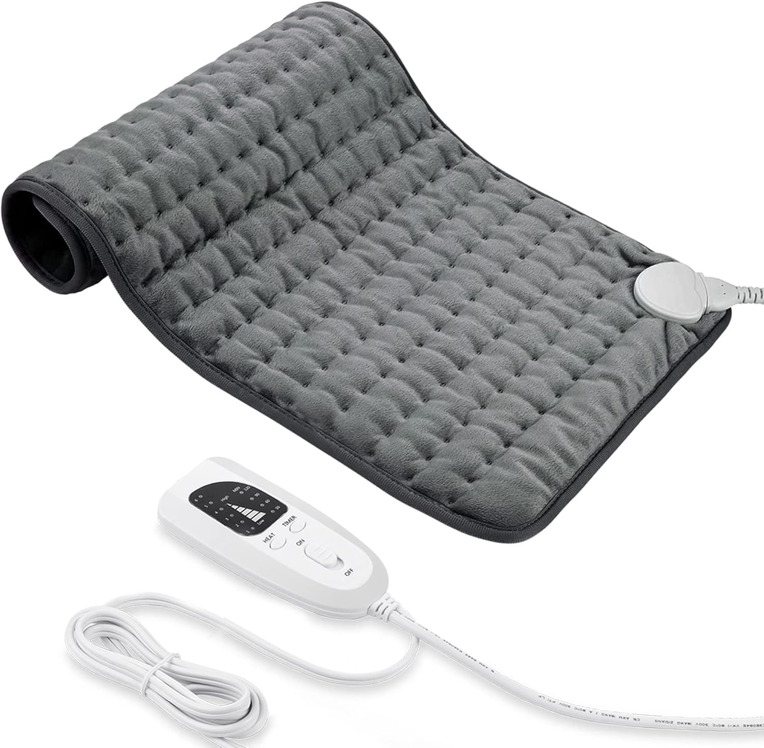 Heating pad, Electric Heat Pad with Automatic Switch-Off and 6 Temperature Levels Heating pad for Back Neck Shoulder Belly Heating Technology - Machine Washable. (12" x 24", Dark Gray)